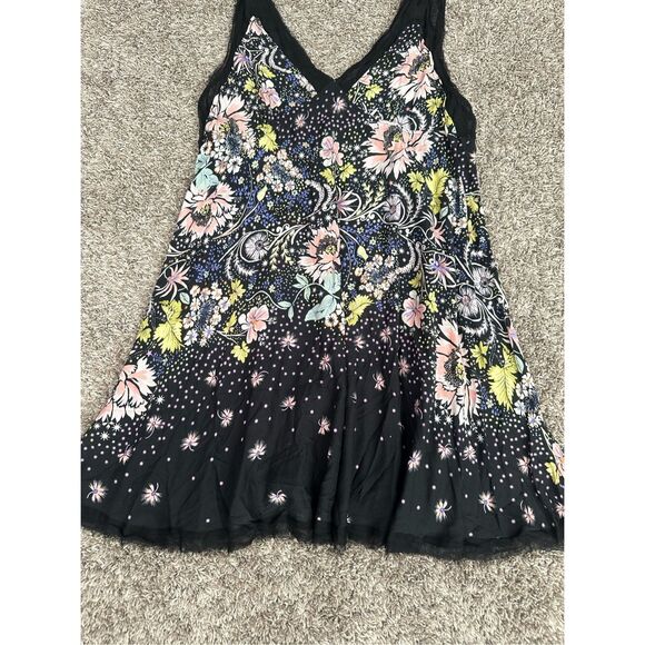 free people intimately Longwood Printed Slip Mini Dress Black Multi Sleeveless S - Picture 11 of 11
